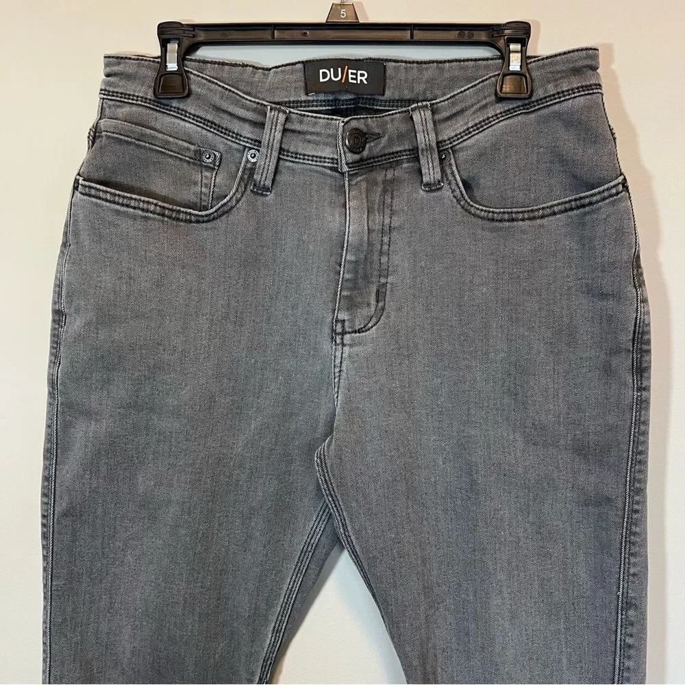 Du/er Jeans Men’s L2X Relaxed Taper Fit Gray Denim Stretch 31x28